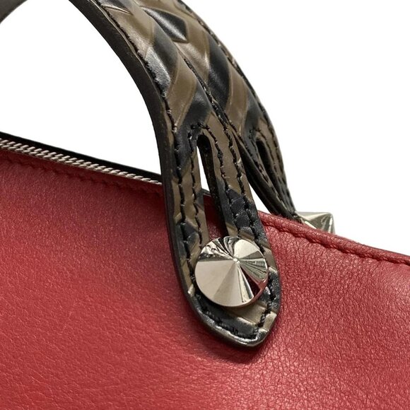 Auth FENDI By The Way 8BL124 Red Brown Black Leather Handbag - Picture 11 of 16